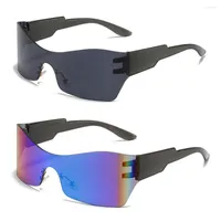 Sunglasses Trendy Rimless Futuristic Wrap Around Women Men Y2K Style Sun Glasses Outdoor Sports Cycling Goggles UV400 Eyewear