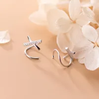 Hoop Earrings S925 Sterling Silver Cross Ear Hooks With Diamond Letter X For Women Fine Jewelry Accessories