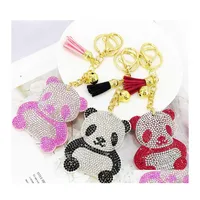 Key Rings Womens Cute Bear Faux Fur Ball Pom Poms Keyring Animal Plush Holder Keyfobs Jewelry For Lady Accessories Gifts Drop Deliver Dh0R8