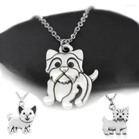 Pendant Necklaces Retro Silver Color Yorkshire Terrier Necklace Stainless Steel Chain Dog For Women Jewelry Choker Bijoux FemmePendant Morr2