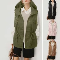 Women's Vests Women's Sleeveless Vest Long Jacket Solid Korea Hooded Loose Females 2023 Ladies Fashion Casual Winter Coat
