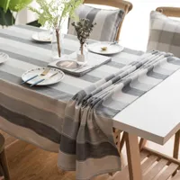Table Cloth Waterproof Gray Stripe Tablecloth Dining Workbench Coffee Cover Kitchen Furniture Decoration Dust