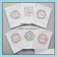 Other Table Decoration Accessories 100Pcs/Lot Highquality Embroidered Tea Towels Cotton Napkins Home Kitchen Wedding Cloth 45X70Cm Dh2Jv