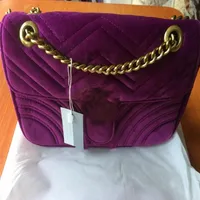 New gift Fashion black chain makeup bag famous party bag Marmont velvet shoulder bag Womendesigner bags252Q