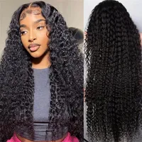 Mongolian Afro Kinky Curly Wig Lace Front Human Hair Wigs For Black Women 150 Density Remy Closure Frontal
