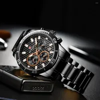 Wristwatches Gold Clock 2023 Luxury Watch For Men Quartz Chronograph Sport Waterproof Man Watches Military Fashion Stainless Steel
