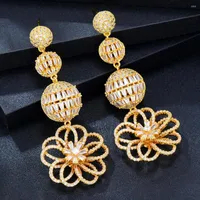 Dangle Earrings GODKI Trendy Flowers Ball Nigerian Earring For Women Wedding Party Dubai Bridal Jewelry Boucle D'oreille Femme