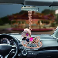 Interior Decorations Charm Diamonds Crystal Horse Car Pendant Rearview Mirror Decoration Hanging Ornaments Automobiles Cars Accessories Gift