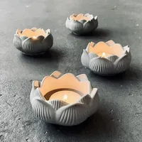 Ferramentas de artesanato com o suporte de vela em forma de flor de concreto molde redonda de tealighight silicone cement Candlestick Moldscraft