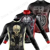 Maillot 2022 Ride Or Die Cycling Jersey Long Sleeve Mens Skull Clothing Race Road Bike Shirts Bicycle Tops MTB Uniform