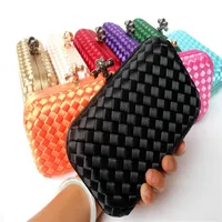 Lady Evening Bag For Women Weave Casual Party Flap Hand bag Female Shoulder bag Party Toiletry Box259l