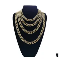 Chains Hiphop Iced Out Miami Cuban Link Necklace For Mens Long Thick Heavy Big Bling Hip Hop Women Gold Sier Jewelry Gift Drop Deliv Otlv4