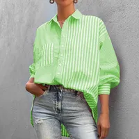 Women's Blouses COZOK 2023 INS Classic Fresh Striped Chiffon Shirt Casual Young Sweet Office Lady Open Stitch Full Sleeve Women Long Loose