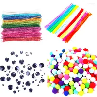 Dekorativa blommor 600 datorer Pipe Cleaners Diy Arts and Crafts Supplies Set inklusive 300st Chenille Stems 100st Wiggle Eyes 200 st Pom Poms