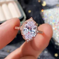 Wedding Rings Oval In Cubic Zirconia Jewelry Trendy Romantic For Women Vintage Bands Aesthetic Gift