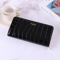Wallets Free Customized Letters Wallet For Women Luxury PU Leather Card Holder Crocodile Pattern Clutch Bags Coin Purse Phone Bag DIY