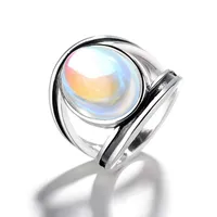 Wedding Rings Tibetan Silver Fashion Jewelry Femme Natural Moonstone Personalized For Women Bijoux Drop In Stock
