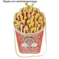 Сумки на плече новейшая дизайнерская картофель фри чипсы сцепление женщин хрусталь вечер минуауерская сумка алмаз свадебная сумочка свадебная сумочка A27 0129V23