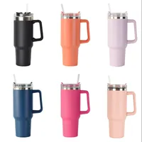 Classic water bottle tumbler 40oz insulated cups with straw household items children adult fashion drinking mug coffee milk keep cold powder coat tumbler mug