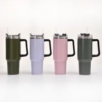 Water Bottles tumbler handles 40oz cups reusable powder coat stainless steel mug thermal cup coffee drinking tumbler with straw and lid