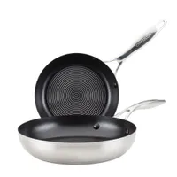 Circulon 2Pc Stainless Steel Frying Pan Set with SteelShield Hybrid Stainless and Nonstick Technology Silver