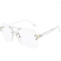 Sunglasses Frames Fashion Clear Transparent Glasses Big For Women Men 2023 Male Spectacle Rimless Irregular