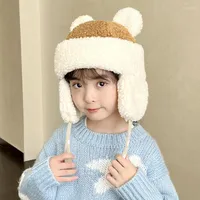 Berets Cashmere Hats For Children Warm Pilot Cap With Ear Cover Kids Boys And Girls Soviet Fur Hat Fashionable Outdoor Ski Gorro