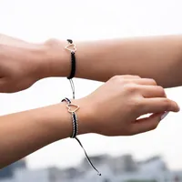 Charm Bracelets Boho Geometric Heart Bracelet For Women Multi Layer Braided Rope Chain Couple Adjustable Clasp Hip Hop Unisex JewelryCharm