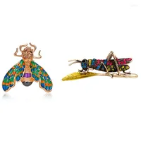 Brooches Fashionable Bumble Bee Crystal Brooch Pin Costume Badge Party Jewelry Gift Colorful Bees & Vintage Grasshopper