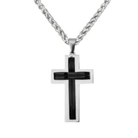 Pendant Necklaces Simple Two-Tone Stainless Steel Curve Cross Necklace For Men