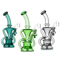 Hookahs Glass Bong Recycler Dab Rig Smoking Water Pipes Smoke Bongs Tornado Cyclone Recyclers 9 Inch 14mm Joint With Quartz Banger Or slide bowl Wholesale