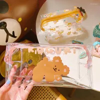 Storage Bags Creative Cartoon Transparent Large Capacity Cosmetic Bag Cute Student Waterproof Pouch Makeup Case Travel Toiletry