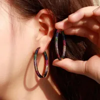 Dangle Earrings Colorful Cubic Zirconia Stud Women Delicate Design Fashion Versatile Ear Jewelry Luxury Wedding Party Accessories