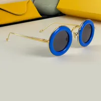 Blue Round Sunglasses for Women Men Retro Gold Metal Frame Dark Grey Lens Sunglasses Sun Glasses Shades outdoor UV400 Protection Eyewear with Box