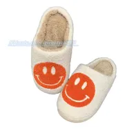 Slippers Candy Color Fashion Embroidery Smiley Face Warm Soft CoZy Indoor Slippers Adult Home Shoe 012823H