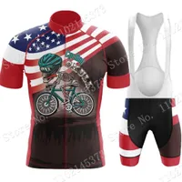 2022 New American Skull Cycling Clothing Jersey Set Red Blue Cycling Road Bike Shirts Suit Bicycle bib Shorts MTB Ropa Maillot