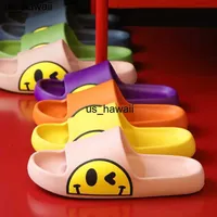 Slippers Summer EVA Soft Smiley Rubber Slippers For Women And Girl Open Toe Printed Slides 0128V23