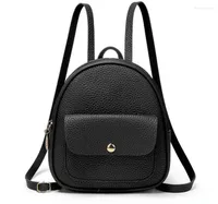 School Bags 2023 Women's Mini Backpack PU Leather Graceful Bagpack Small For Girls