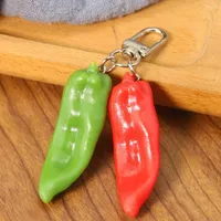Keychains Simulation Food Pepper Key Chain Funny PVC Red Green Chili Keyring Props Holder Bag Charms Pendant Car Accessories Jewelry