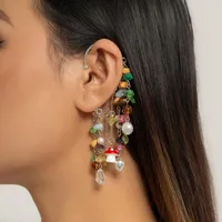 Backs Earrings Ingemark Bohemian Colorful Natural Stone Pendant Tassel Clip For Women No Piercing Fake Cartilage Ear Y2K Trend Jewelry