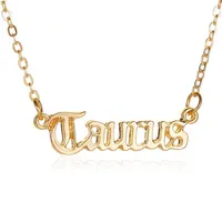 6piece 2021Constellation Zodiac Necklaces Jewelry for Women Antique Style Designed Letter Taurus Aries Collier241l