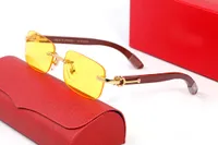 Luxurious Polarized Designer Sunglasses Womens Mens C Decoration Frameless Sunglass Yellow Lenses UV400 Buffalo Horn men glasses outdoo Gkuh