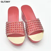Dress Shoes Platform Wedges Slippers Women Sandals Female With Rhinestone Fashion Heeled Casual Summer Slides