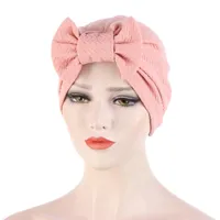 Beanies Beanie Skull Caps European And American Style Bubble Detachable Movable Bow Toe Cap Muslim Headscarf Hat