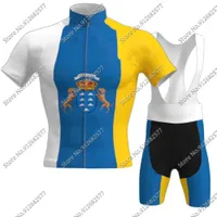 Cycling Jersey Canary Islands Flag 2022 Set Men Retro Bicycle Clothing Road Bike Shirts Suit Bicycle Bib Shorts MTB Ropa Maillot