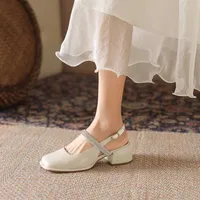 Diamond Women's Sandals Thick Heel Square Toe Classic Female Mary Jane 2022 Design Elegant Shallow Ladies Shoes chaussure femme 0129