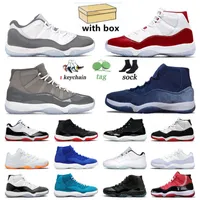 New Jumpman 11 11S XI Basketball Shoes for Men Women Miamis Dolphins High Cement Gray Grey Gray Sports Low Legend Blue Sneakers Big Size 13 with Box