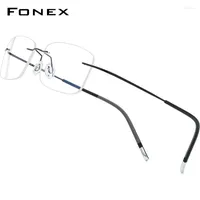 Sunglasses Frames FONEX Rimless Titanium Eyeglasses Men 2023 Frameless Prescription Glasses Frame Women Myopia Optical Eyewear 9203