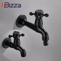 Bathroom Sink Faucets Brass Black Outside Toilet Tap Washing Machine Bibcock Decorative Outdoor Garden Basin Wall Mount Small Single Cold Wa