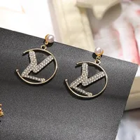 14k gold stud earrings designer for women hoop earring men stainless steel luxury men moissanite jewelry double letters studs wedding party accessories wholesale